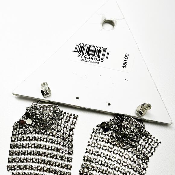 LUV AJ x Express Chainmaille Silver Crystal Earrings NEW - Picture 6 of 7